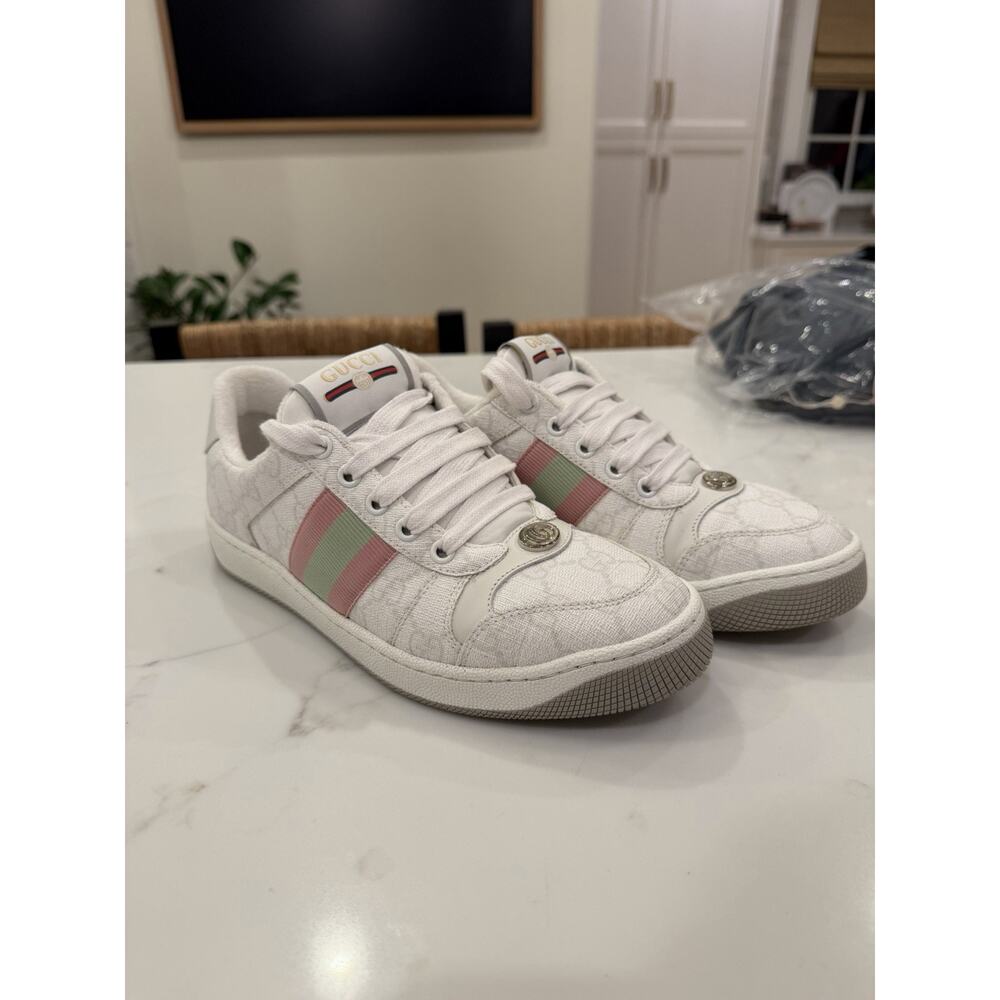 GUCCI Screener Women's White Canvas Low Top Sneakers New EU 37 US 7